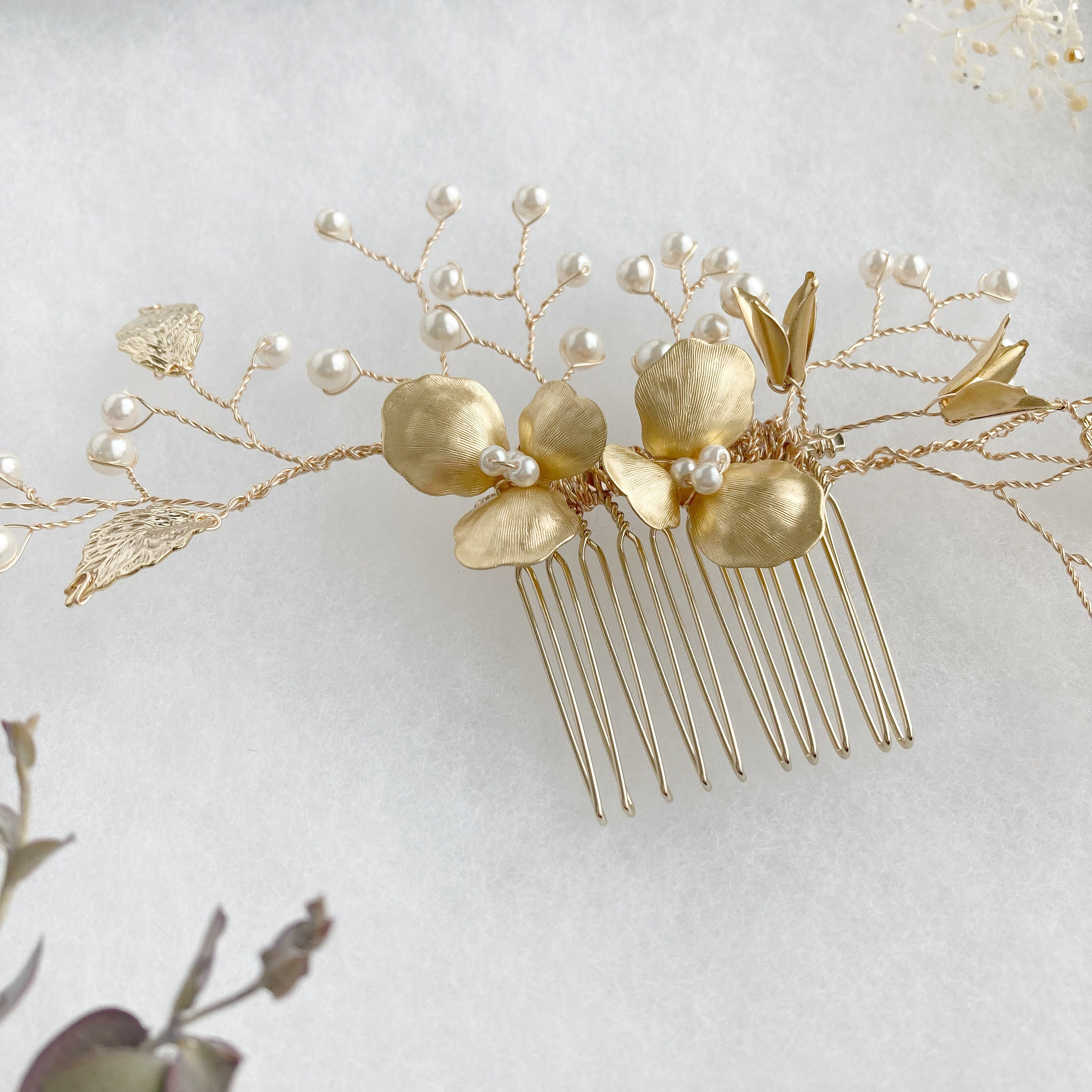 ･:*flower bridal･:*  花びらゆれる <ブライダル2点セット> ヘッドドレス+イヤリング/ピアス