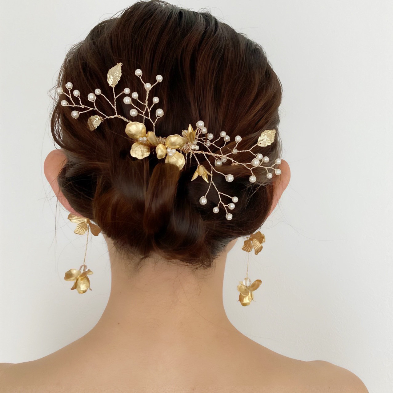 ･:*flower bridal･:*  花びらゆれる <ブライダル2点セット> ヘッドドレス+イヤリング/ピアス