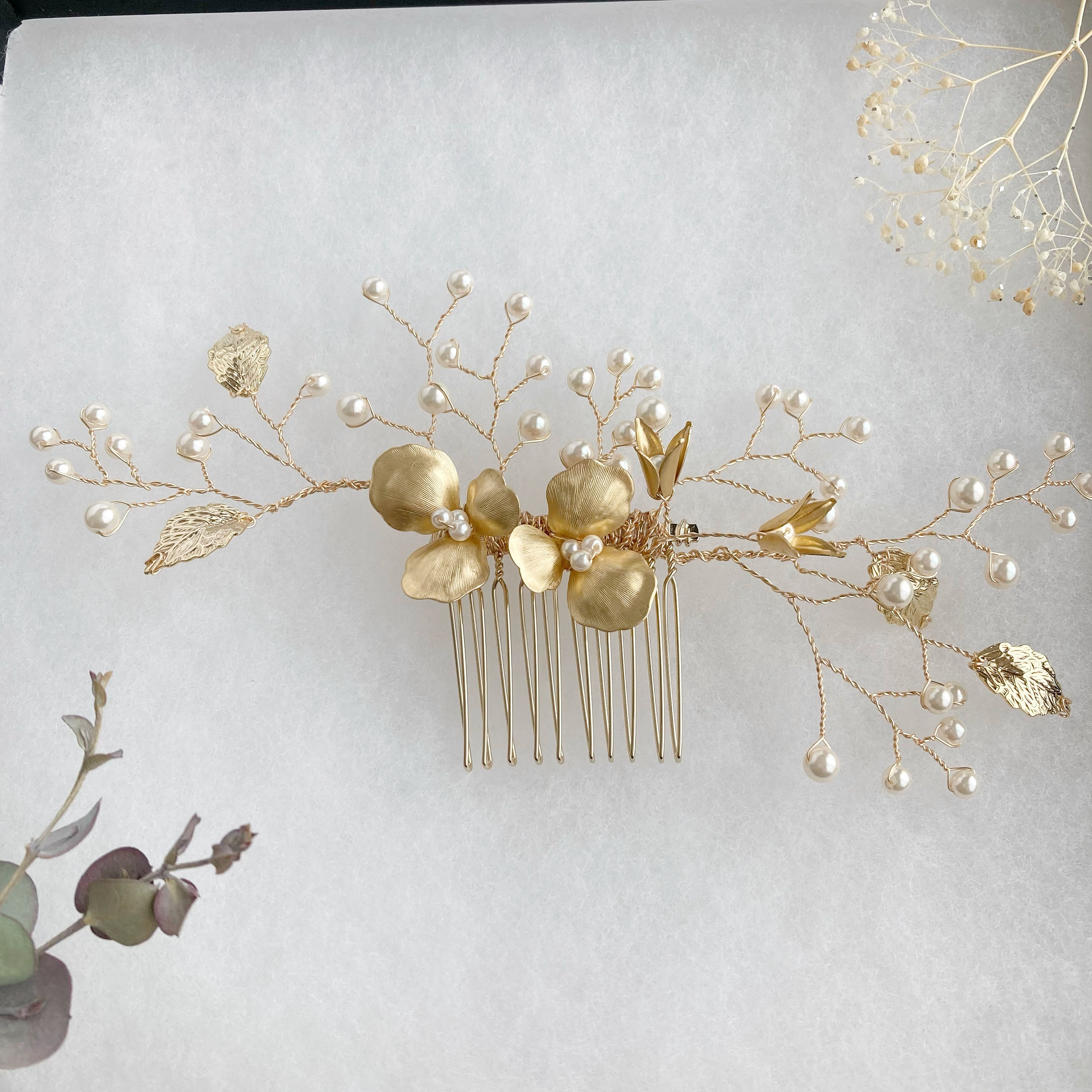 ･:*flower bridal･:*  花びらゆれる <ブライダル2点セット> ヘッドドレス+イヤリング/ピアス