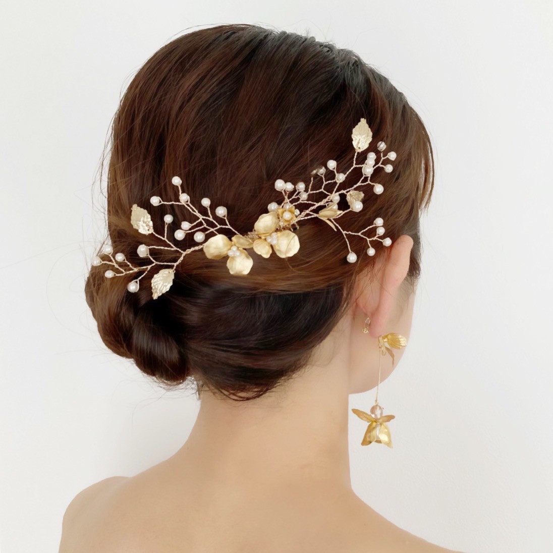 ･:*flower bridal･:*  花びらゆれる <ブライダル2点セット> ヘッドドレス+イヤリング/ピアス