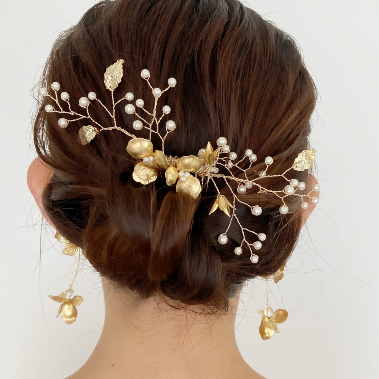 ･:*flower bridal･:*  花びらゆれる <ブライダル2点セット> ヘッドドレス+イヤリング/ピアス