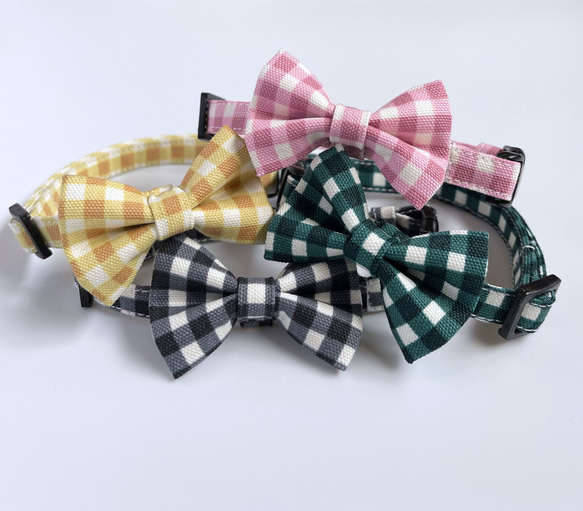 【黑色格紋x領結】Cat Collar Ribbon Collar 貓項圈 第4張的照片