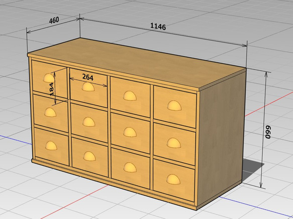引き出したくさんドロワー　各種オーダー可能 2cm