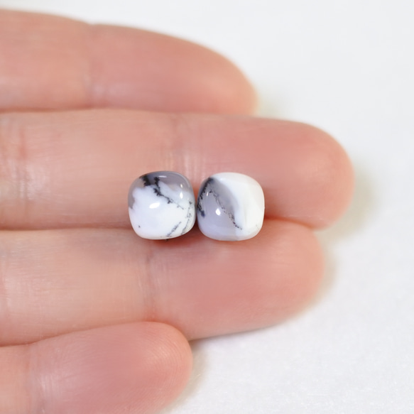 (1 件) Dendrite 蛋白石耳釘（8 毫米方形鈦柱） 第4張的照片