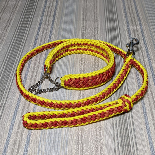 パラコード ハーフチョークチェーンタイプ 3色編み込みの首輪 大型犬