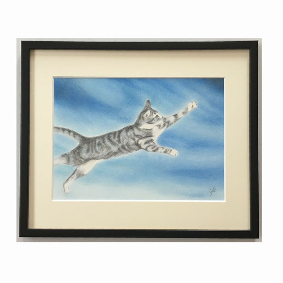 つかみとる（パステル画 原画）4号 絵画 にゃんずら 通販
