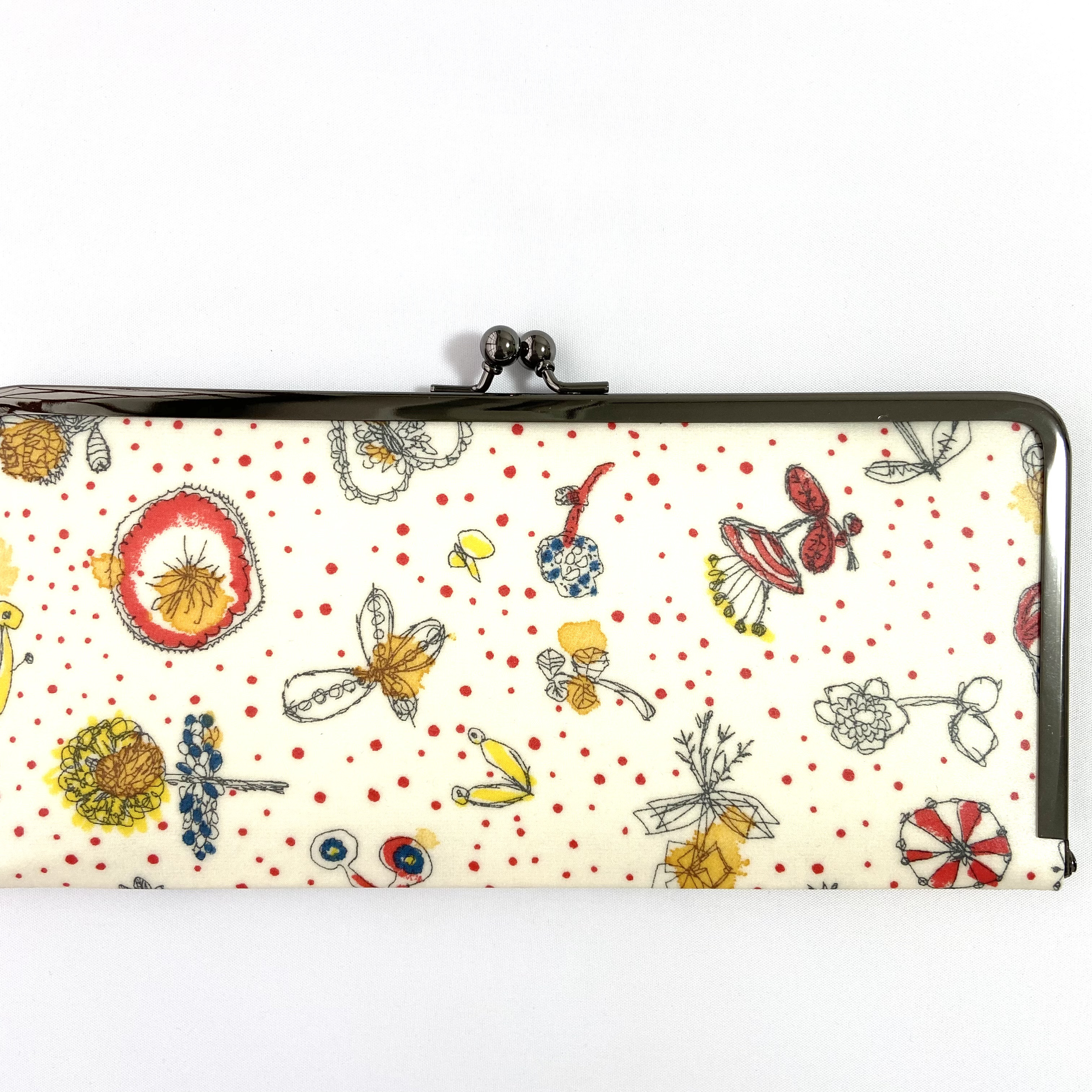 ＊ラミネート＊ がま口長財布 スリム メモリーズオブレイン スカーレットイエロー ミナペルホネン リバティプリント使用 5,015円