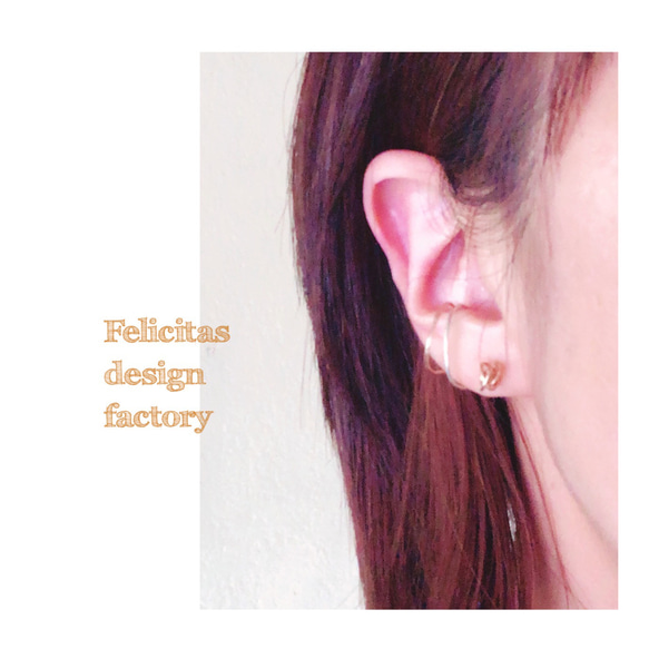 14kgf・silver925：コンビカラーear cuff 2枚目の画像