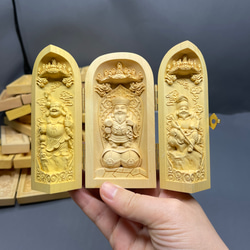 布袋様  大黒天  惠比寿  三開仏  木彫仏像  仏教美術品 3枚目の画像