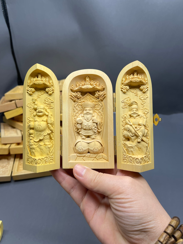 布袋様  大黒天  惠比寿  三開仏  木彫仏像  仏教美術品 3枚目の画像