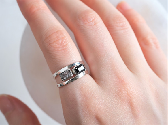 Rectangle ring　ブラックスピネル　天然石シルバーリング　silver925 8枚目の画像
