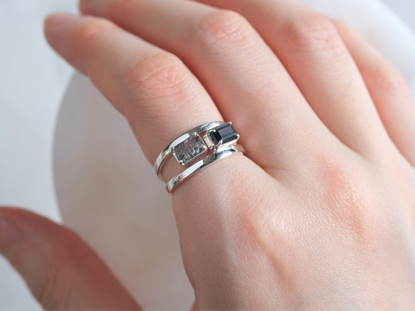 Rectangle ring　ブラックスピネル　天然石シルバーリング　silver925 9枚目の画像