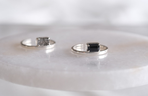 Rectangle ring　ブラックスピネル　天然石シルバーリング　silver925 10枚目の画像