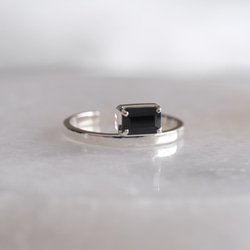 Rectangle ring　ブラックスピネル　天然石シルバーリング　silver925 3枚目の画像