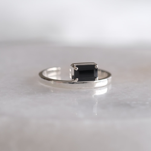 Rectangle ring ブラックスピネル 天然石シルバーリング silver925