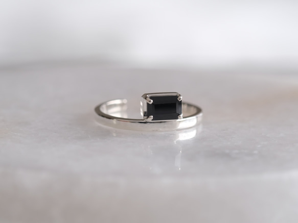 Rectangle ring　ブラックスピネル　天然石シルバーリング　silver925 3枚目の画像