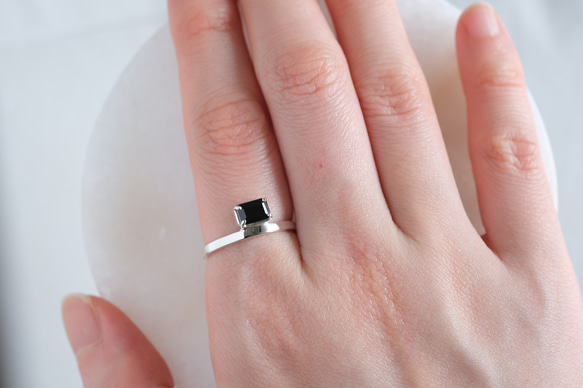 Rectangle ring　ブラックスピネル　天然石シルバーリング　silver925 12枚目の画像