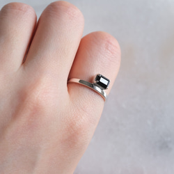 Rectangle ring　ブラックスピネル　天然石シルバーリング　silver925 2枚目の画像