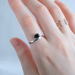 Rectangle ring　ブラックスピネル　天然石シルバーリング　silver925 6枚目の画像