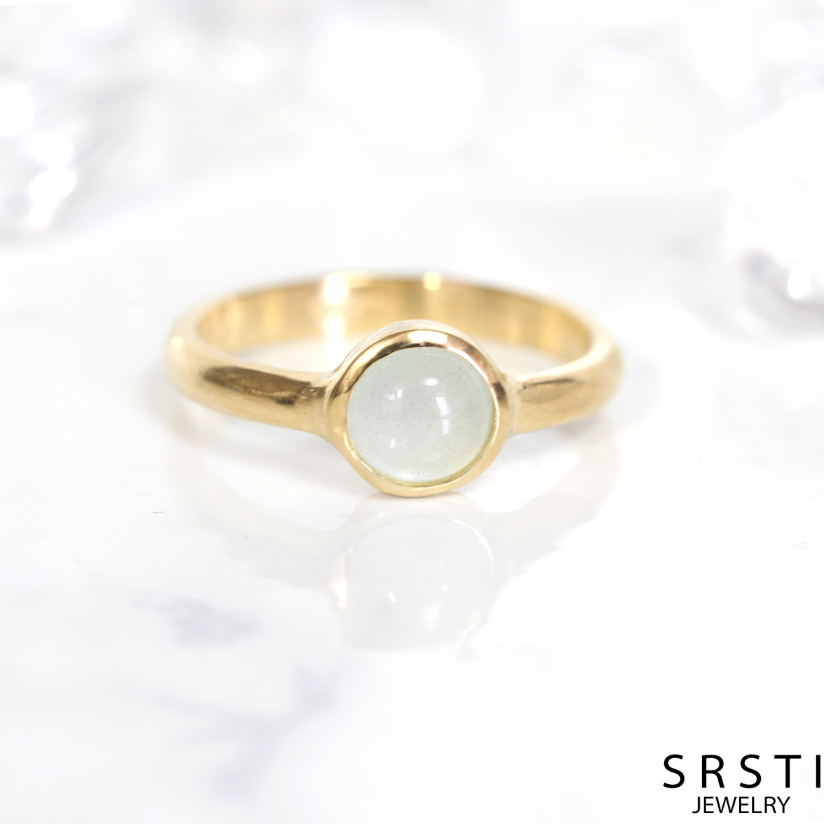 ■受注生産■ ミルキーアクアK18GP シンプルリングB(RSGP013J)