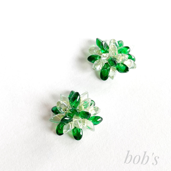 flower pierce/earring green mix ＊about medium 1枚目の画像