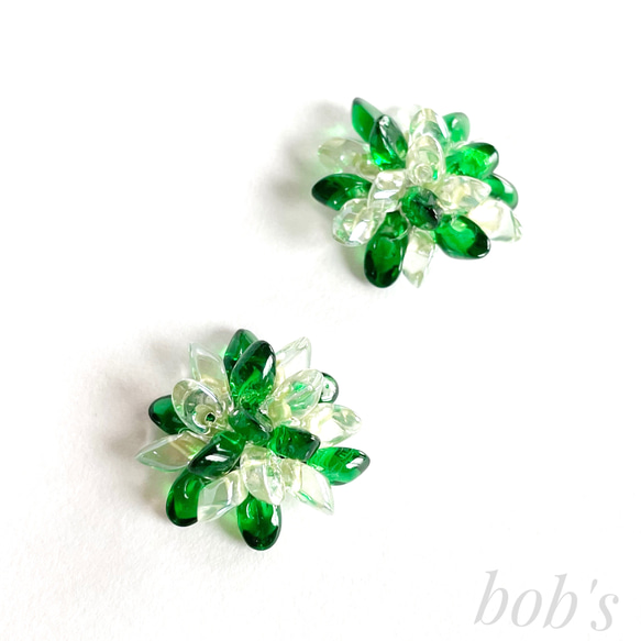 flower pierce/earring green mix ＊about medium 3枚目の画像