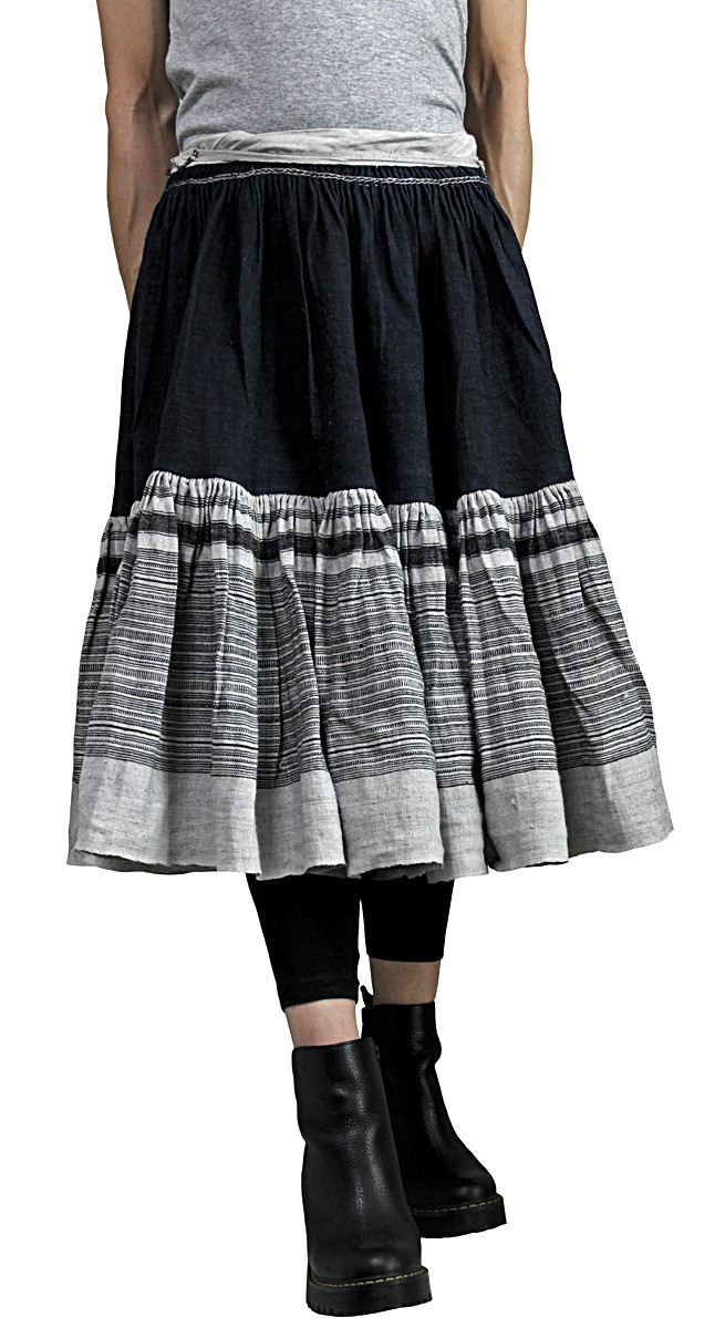 モンのヘンプ古布スカート（SHM-013）