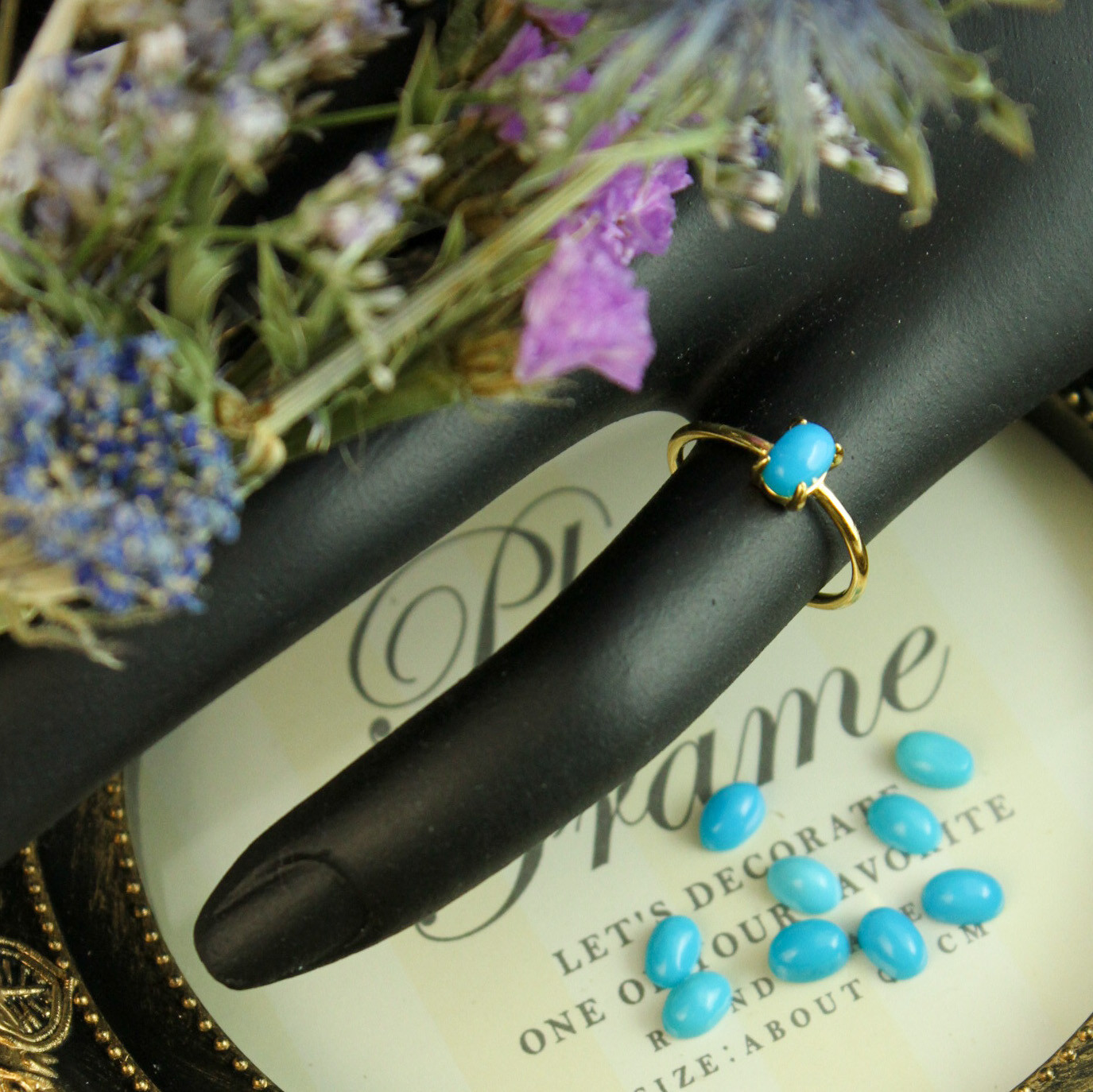 【宝石/超希少】【12月誕生石】スリーピングビューティターコイズ　フリーサイズリング(18Kgp）