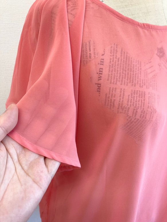 Sale price ★ 像水母❤️ 透明喇叭袖粉紅色雪紡束腰外衣（L 到 LL 碼不限） 第4張的照片