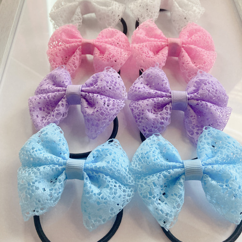 ハンドメイド リボン ヘアゴム レース 10個セット かわいい