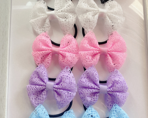★ハンドメイド☆レースリボンヘアゴム☆ブローチ ハンドメイド リボン ヘアゴム レース 10個セット かわいい