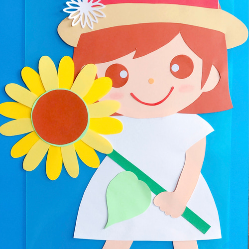 ♥A*B♡ひまわり飾り。ひまわりうさぎちゃん*♡可愛い七夕飾り*♡♥ ひまわり壁面 壁面飾り 夏の壁面 7月 8月 ひまわり くま うさぎ