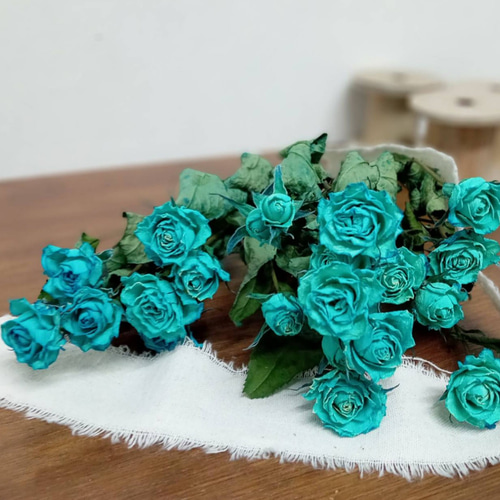 ドライフラワー スプレーバラ 染めブルー ドライフラワー Rose｡｡ 通販  