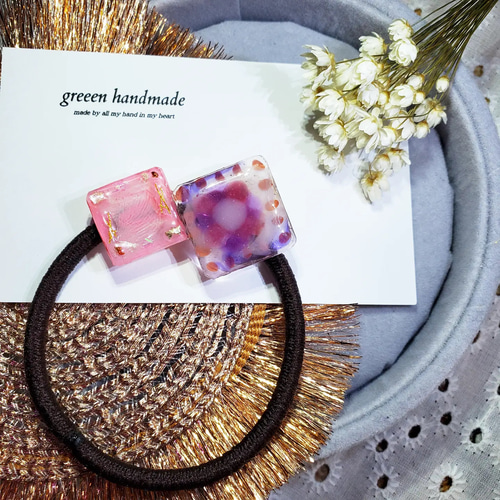 レジン ハンドメイド ヘアゴム 862】ハンドメイド レジン ヘアゴム