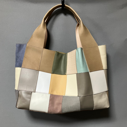 パッチワークトートバッグ370 レザーパッチワークハンドバッグ370
