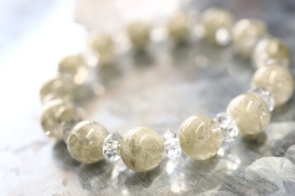 13㎜ シュードモルフクリスタルインクォーツ　ブレスレット Lucky365 鑑別済み シュードモルフ クリスタルインクォーツ