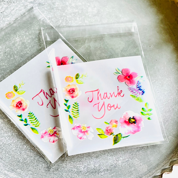 テープ付ナイロン袋 "Thank you"（ありがとう）M25枚入/L20枚入 ｜プチギフト・ポチ袋・ラッピング用品 3枚目の画像