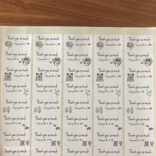 38×21ミリ サンキューソーマッチ 筆記体風 ギフトシール アソート