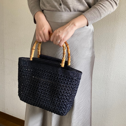 未使用級✨️完売品 マッキントッシュ バンブーハンドル ペーパー かごバッグ LASUD｜