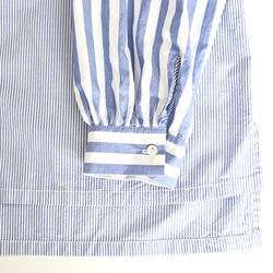 organic cotton frill pocket blouse (blue stripe) 12枚目の画像