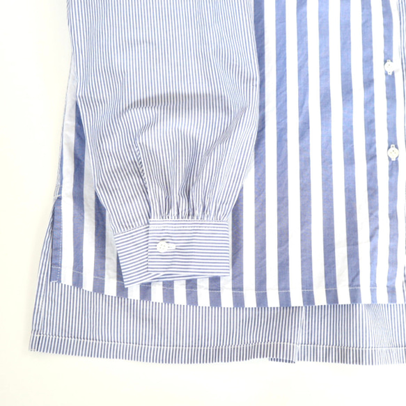 organic cotton frill pocket blouse (blue stripe) 11枚目の画像