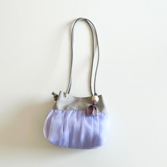【受注生産】 斜めがけにも！2way organdie mini bag（purple） 2枚目の画像