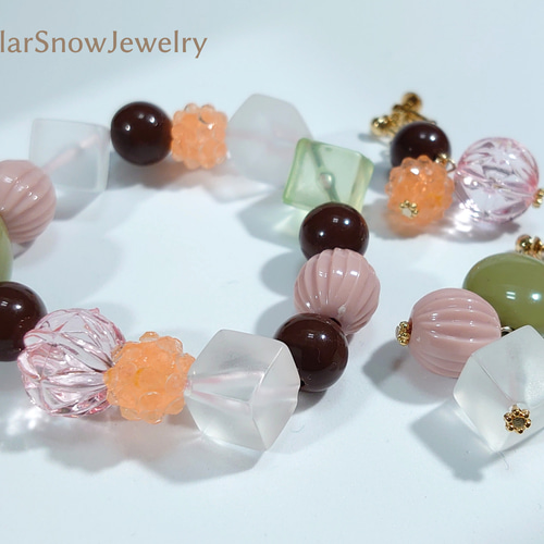 【抹茶】ミックスカーネリアンのゴムブレスレット imgrc0077259811.jpg