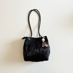 【受注生産】 斜めがけにも！2way organdie mini bag（black） 5枚目の画像