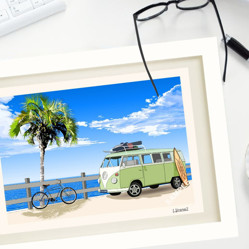 A4サイズ「ワーゲンバス」 絵画 hiroma2 通販 13981563｜Creema(クリーマ)