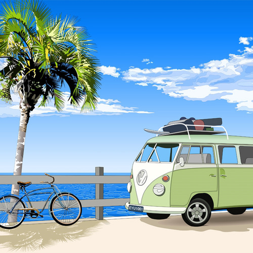 A4サイズ「ワーゲンバス」 絵画 hiroma2 通販 13981563｜Creema(クリーマ)