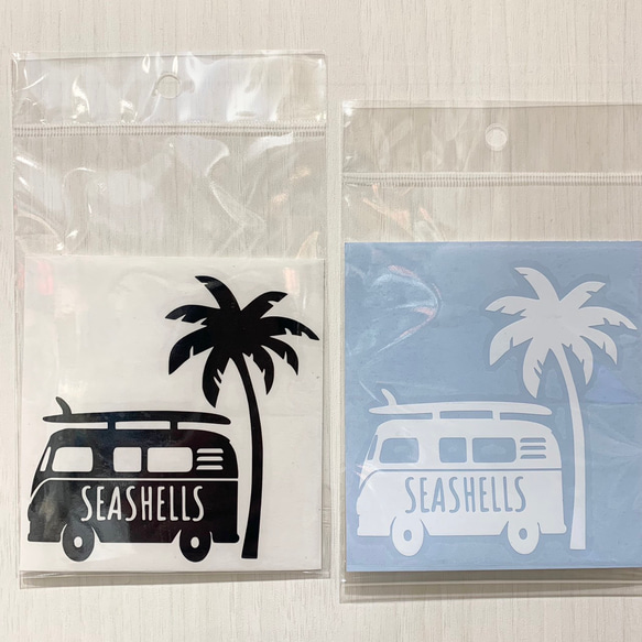 ワーゲンバスの抜型ステッカー レトロカーイラスト 車用防水