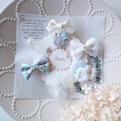 ☆うさぎ耳リボン♡高級オーガンジードット♡キッズリボン2点セット