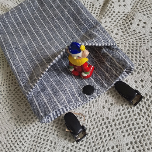 大人の移動ポケット縦長め19cm グレーストライプ他 ポシェット K&S