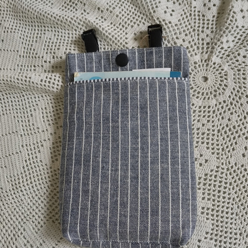 大人の移動ポケット縦長め19cm グレーストライプ他 ポシェット K&S